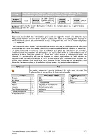 Clusif 2014 Annexes référentiels de sécurité système information industriel / SCADA