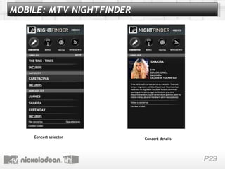 Concert selector Concert details MOBILE: MTV NIGHTFINDER 