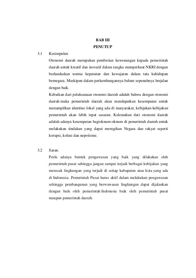 Perkembangan Otonomi Daerah