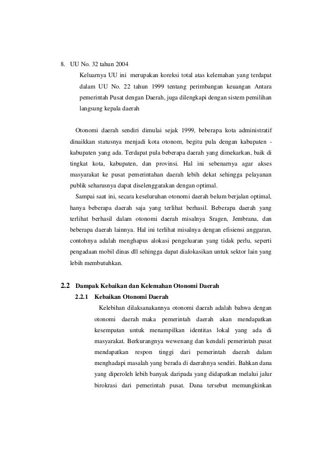 Perkembangan Otonomi Daerah