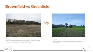 Brownfield vs Greenfield
Source :
https://commons.wikimedia.org/wiki/File:Greenfield_Ca
lifornia.JPG
Source :
https://commons.wikimedia.org/wiki/File:A_classic_brownfi
eld_site_-_geograph.org.uk_-_728293.jpg
VS
4
 