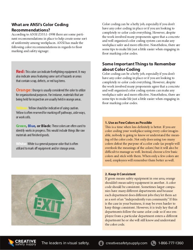 Color Coding for OSHA and ANSI Floor Marking and floor tapes
