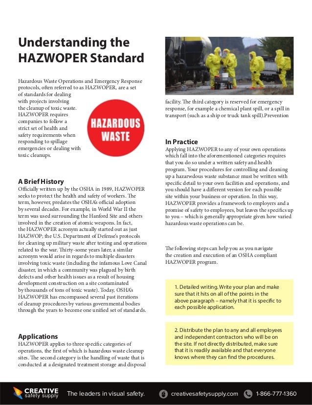 How to understand Hazwoper standard