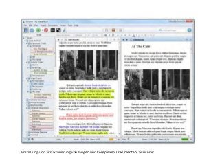 Erstellung und Strukturierung von langen und komplexen Dokumenten: Scrivener 
 