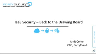 IaaS Security – Back to the Drawing Board 
UP 2014, DEC 11th 
Amit Cohen 
CEO, FortyCloud 
 