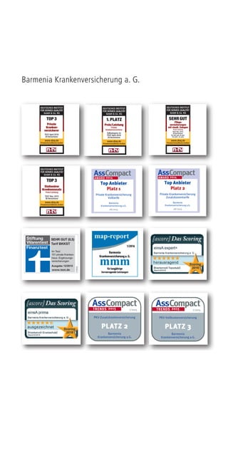 Barmenia Krankenversicherung a. G.
Ausgabe 12/2015
SEHR GUT (0,5)
Tarif BKKST
Im Test:
101 private Kranken-
haus- Ergänzungs-
versicherungen
15JO25
 