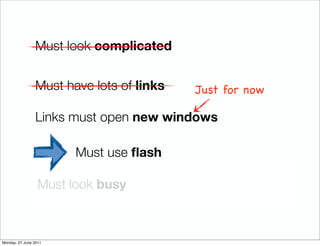 Must look complicated


                Must have lots of links   Just for now

                Links must open new window...