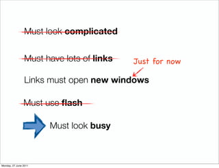 Must look complicated


                Must have lots of links   Just for now

                Links must open new window...