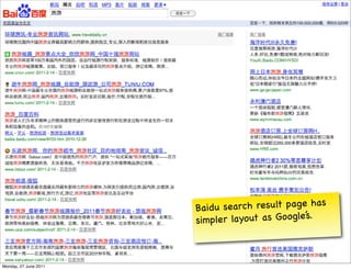 Baidu se arch result page has
                                                   .
                       simpler layo ut ...