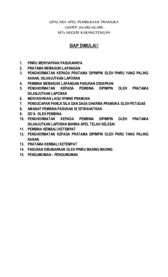 Upacara apel pembukaan pramuka
