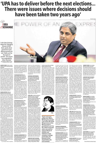 Upa has to deliver before the next elections - Interview of our MD, Mr. Aditya Puri