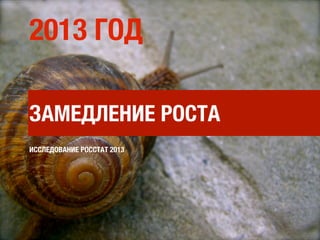 2013 ГОД

ЗАМЕДЛЕНИЕ РОСТА
ИССЛЕДОВАНИЕ РОССТАТ 2013
 