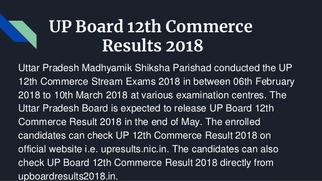 Up Board 12th Commerce Results 2018