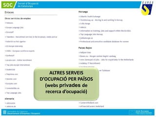 ALTRES SERVEIS
D’OCUPACIÓ PER PAÏSOS
(webs privades de
recerca d’ocupació)
 