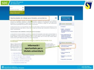 Informació i
oportunitats per a
titulats universitaris
 