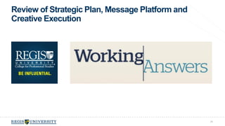 Review of Strategic Plan, Message Platform and 
Creative Execution 
26 
 