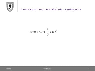 Ecuaciones dimensionalmente consistentes 