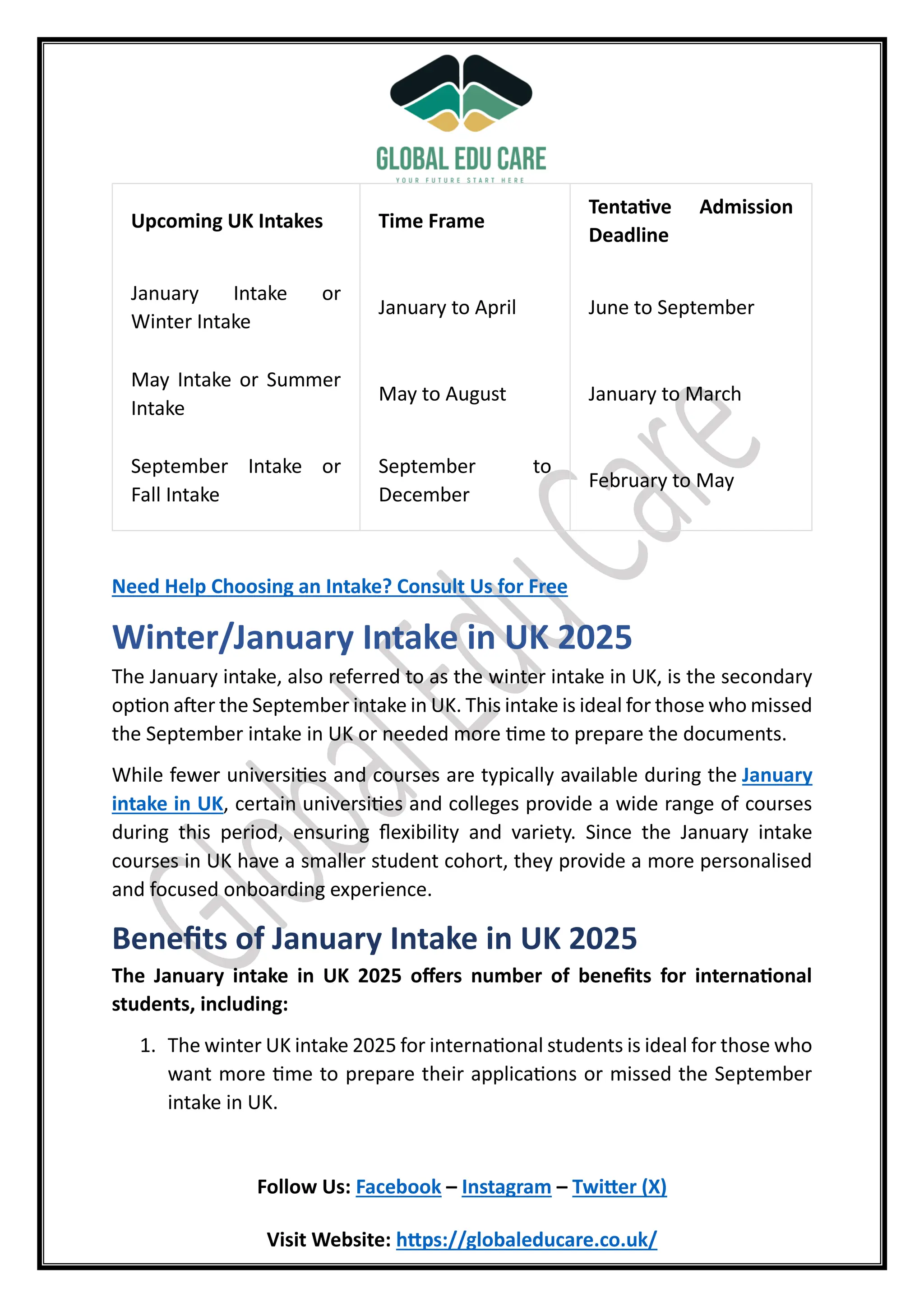 UK 2025 Intakes Benefits: Top Universities & More | PDF