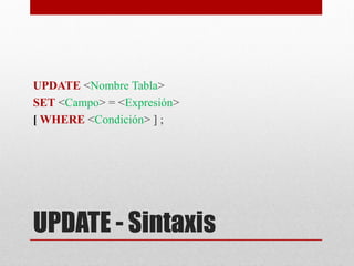 Sentencias SQL Update y Delete | PDF