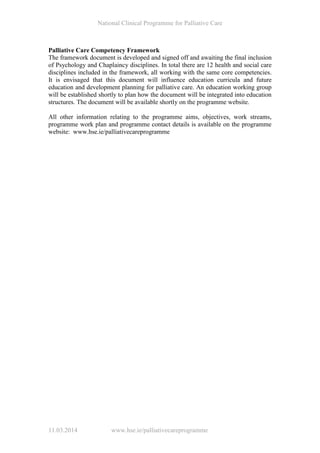 Update from the National Palliative Care Clinical Care Programme (From ...
