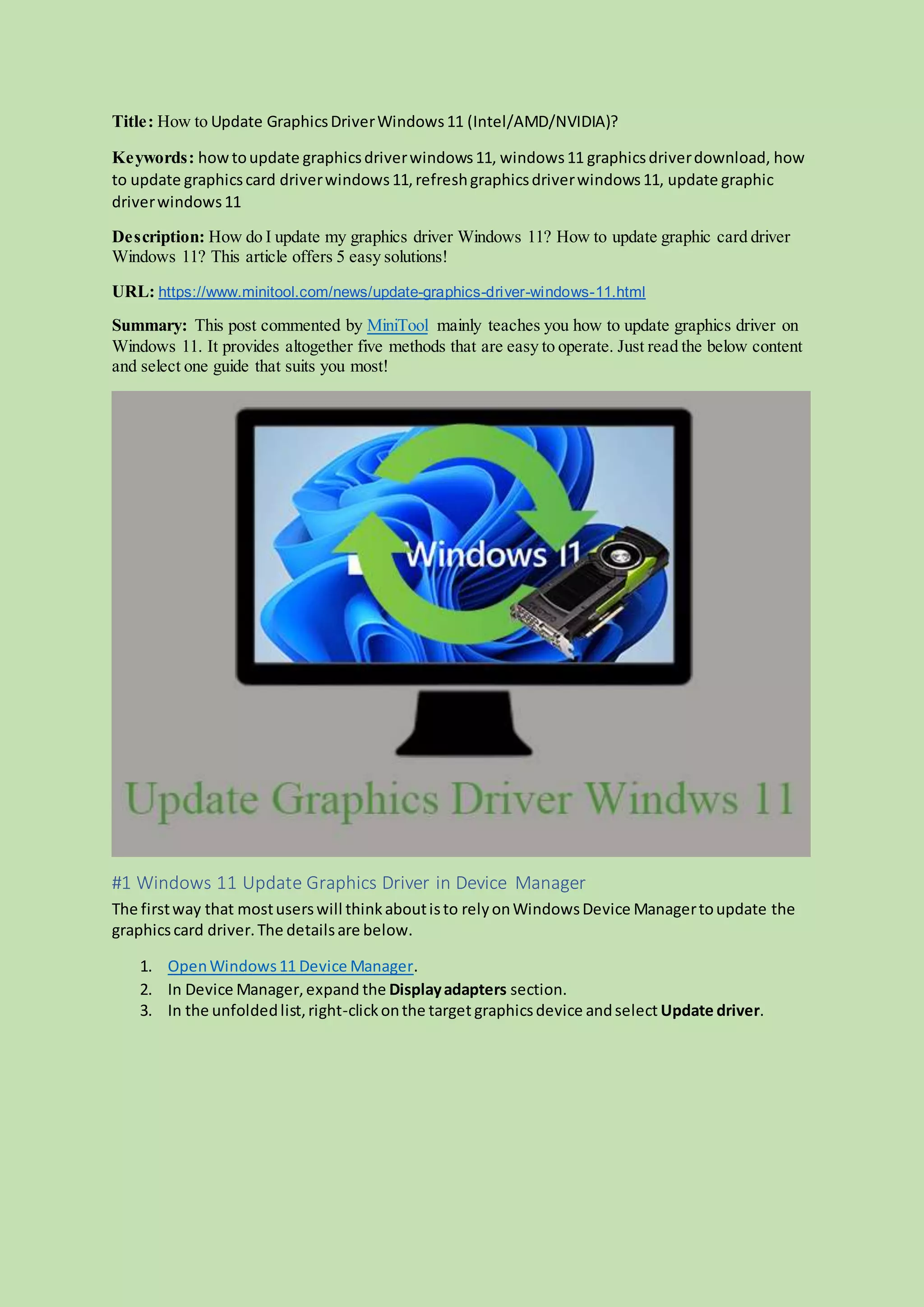 update graphics driver windows 11 PDF