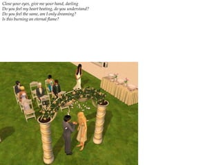 Close your eyes, give me your hand, darling Do you feel my heart beating, do you understand? Do you feel the same, am I only dreaming? Is this burning an eternal flame? 