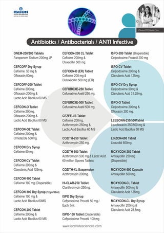Antibiotics / Antibacterials / ANTI Infective
ONEM-200/300 Tablets
Faropenem Sodium 200mg JP
CEFCOFF Dry Syrup
Ceﬁxime 50 ...