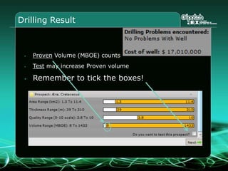 Drilling DepthsGround level19 daysLayer 3 Eocene35 days1500 m below surface45 daysLayer 2 Paleocene2500 m below surfaceLayer 1 Cretaceous3500 m below surface