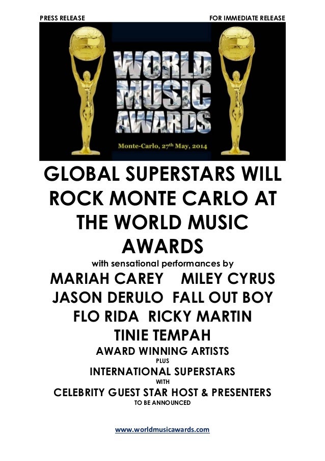 World Music Awards Monaco 2014 Promotional Press Release