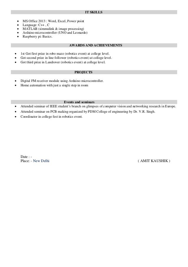 college level resume