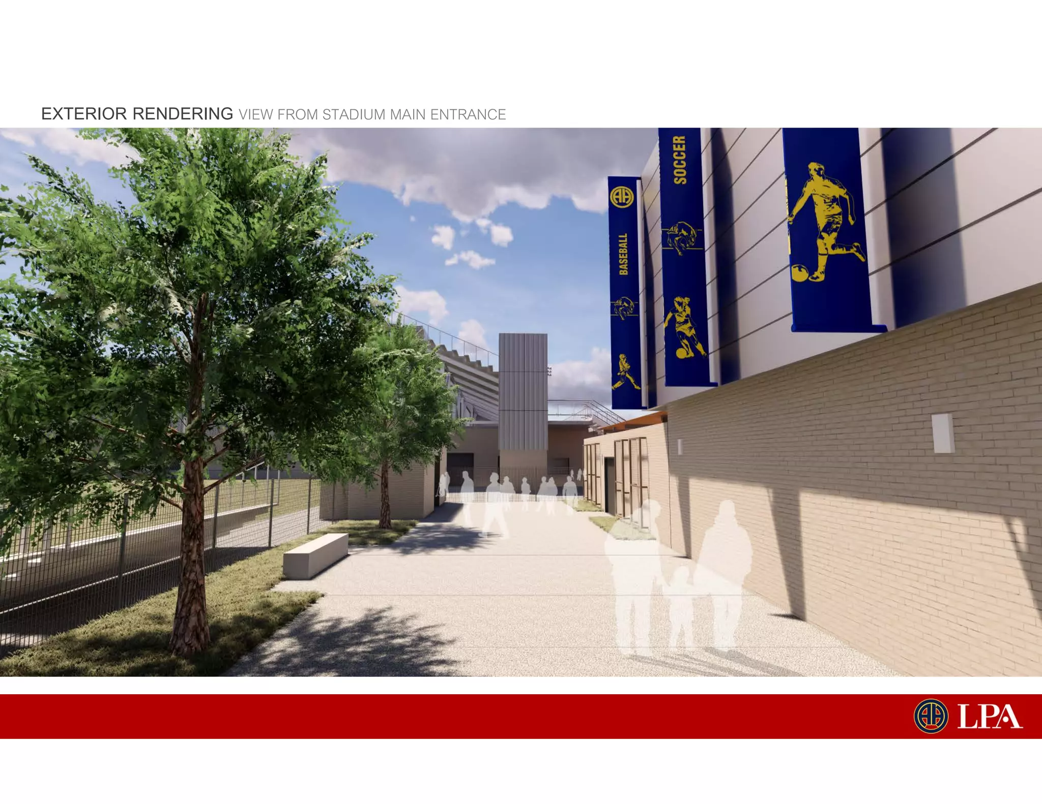EXTERIOR RENDERING VIEW FROM STADIUM MAIN ENTRANCE
 