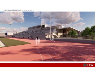EXTERIOR RENDERING VIEW FROM TRACK
 