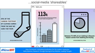 Data	Caricatures:	rethinking	visualisa3on	for	the	modern	researcher	
Be9y	Adamou,	Research	Through	Gaming	&	Paul	McGhie,	Leading	Thought	
Festival of
#NewMR 2018
	
	
…social-media ‘shareables’
 