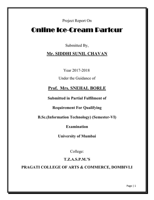 Updated black book ice cream parlour TYBSCIT Final year project in PDF ...