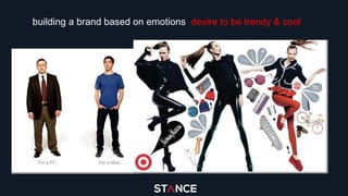 building a brand based on emotions: desire to be trendy & cool
rational
 