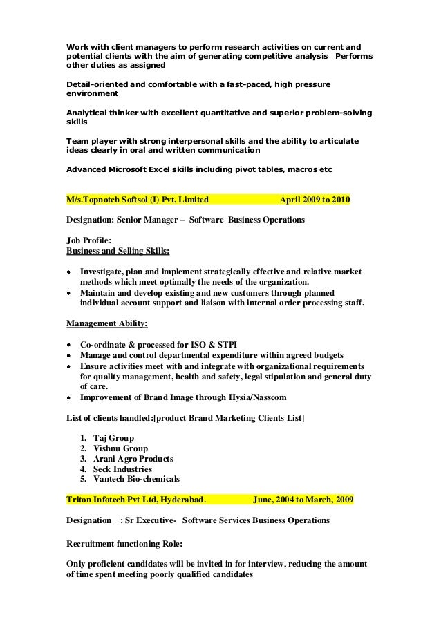 business development skills resumes