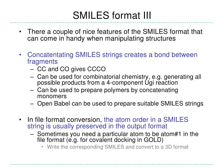cheminformatics smiles format