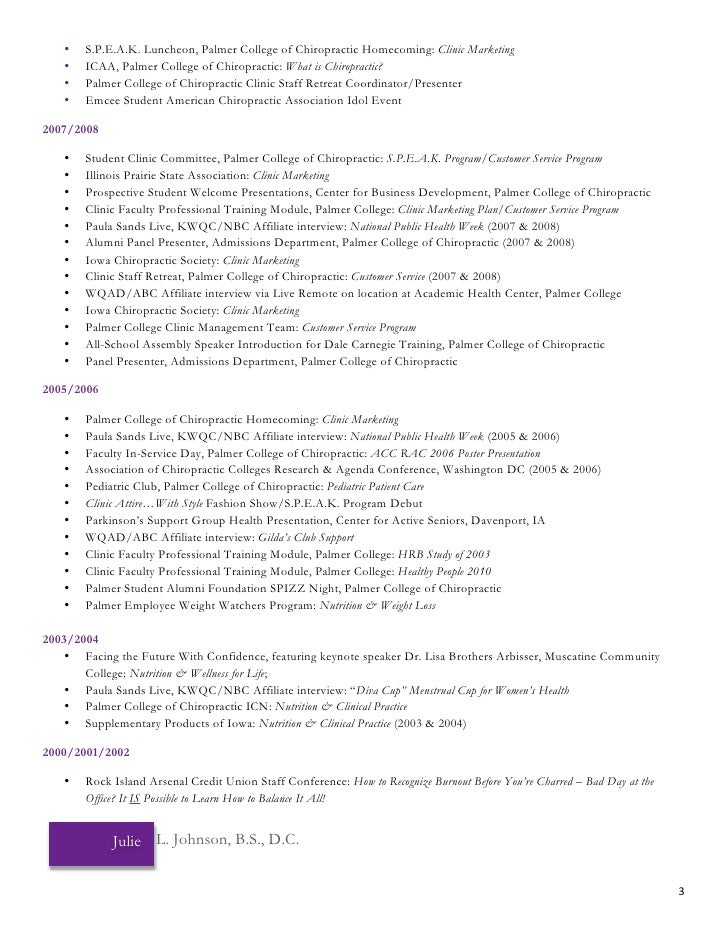 curriculum vitae chiropractor resume