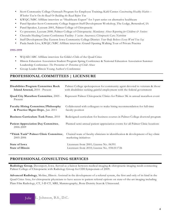 curriculum vitae chiropractor resume