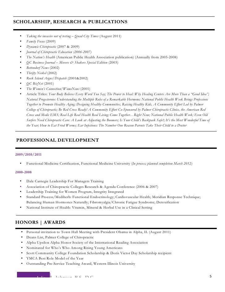 curriculum vitae chiropractor resume