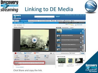 Linking to DE Media Click Share and copy the link. 