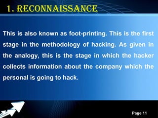 Reconnaissance Hack Ethical Hacking | PPT