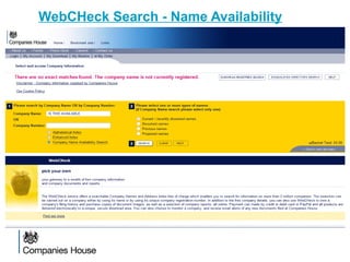 WebCHeck Search - Name Availability
 