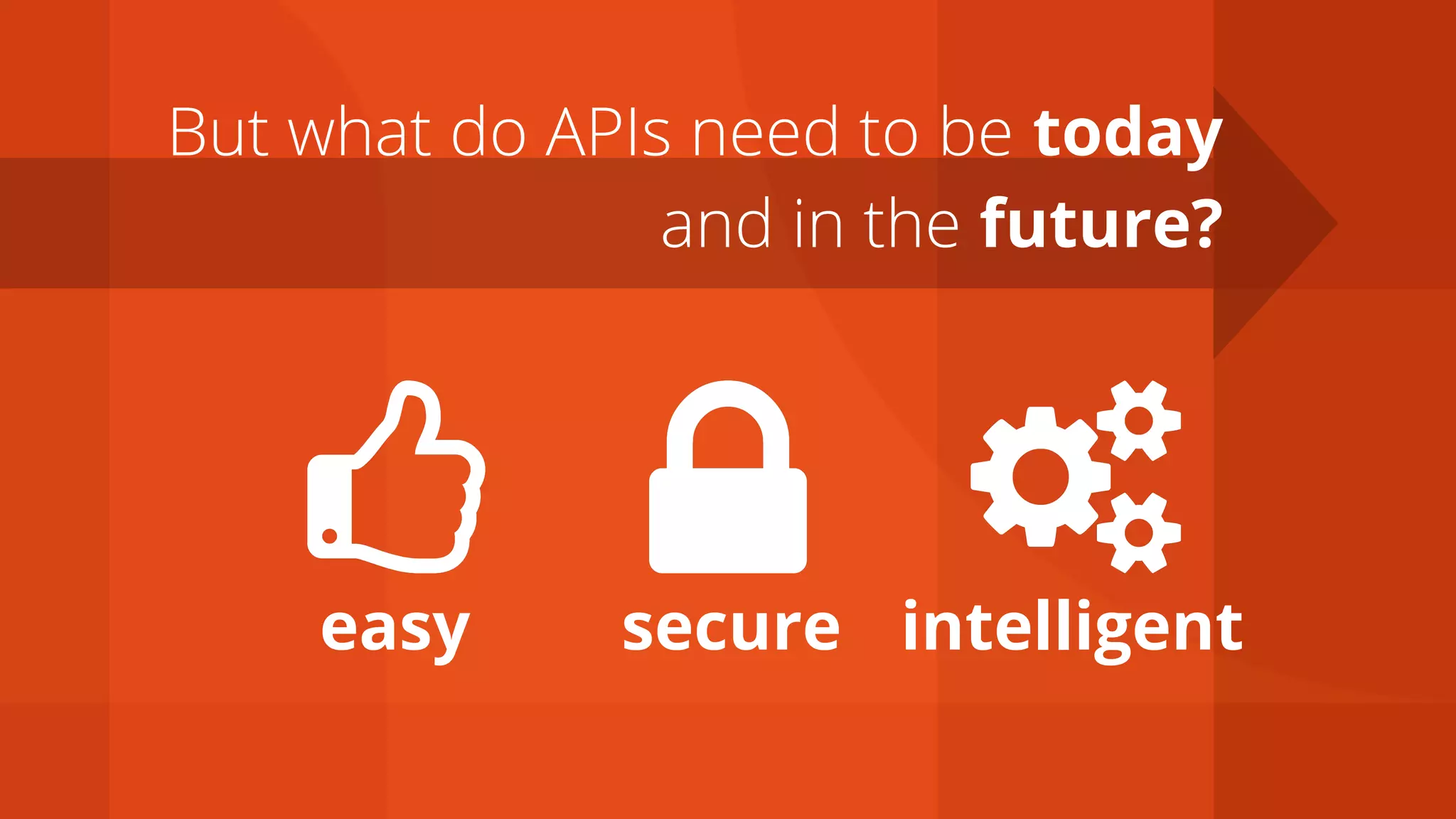and in the future?
But what do APIs need to be today
easy secure intelligent
 
