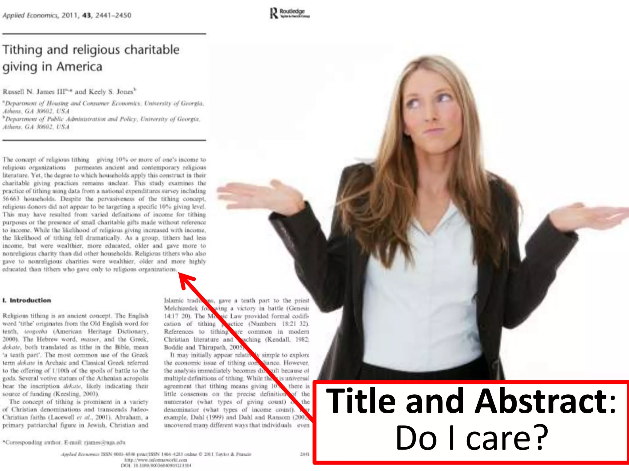 Title and Abstract:
     Do I care?
 