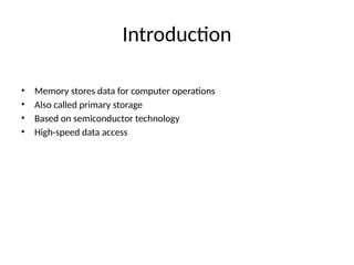 Introduction Of Computer Memory Internet Comprehensive Overview of Computer Memory Structure and Technology ...