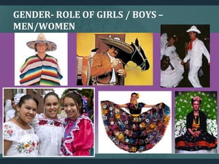 GENDER- ROLE OF GIRLS / BOYS –
MEN/WOMEN
 