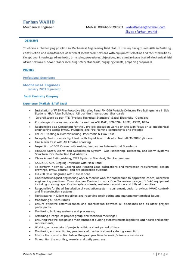 Mechanical Engineer Resume