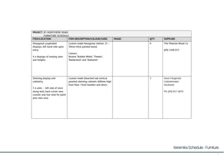14
Keramika Schedule - Furniture
 