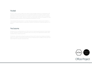 Office Project
The Brief:
Biz Dojo is a client company located across central Auckland managing shared and innovative spaces, offer
coaching for coworking spaces, and host and run partnered acceleration and activation programs. GridAKL,
powered by Biz Dojo, is the coworking ‘tech ecosystem’ in Auckland city’s Wynyard Quarter. As a temporary
startup space until 2016, GridAKL required a re-vamp of their exitsting office, taking into consideration the need
for flexible workspaces catered to incoming small startup businesses of 3 or more.
Their ‘accelerate’ office downstairs on 132 Halsey Street will accomodate occupants of up to 20 persons, in
small-scale companies needing a moveable setup to adhere to their flexible and collaborative approach to to
working.
The Outcome:
I’ve drawn from the Auckland rail line as the “heart of the city”, connecting areas across the Auckland region
through checkpoints translating to collaborative stations in the office, encouraging shared creativity, ideas
and relationships in a team environment.
The floor plan is based around a flexible workplace with furniture that moves with each respective company’s
needs. As occupiers of an open-plan working environment, employees are encouraged to connect with each
other amongst their own teams and across others.
17
 
